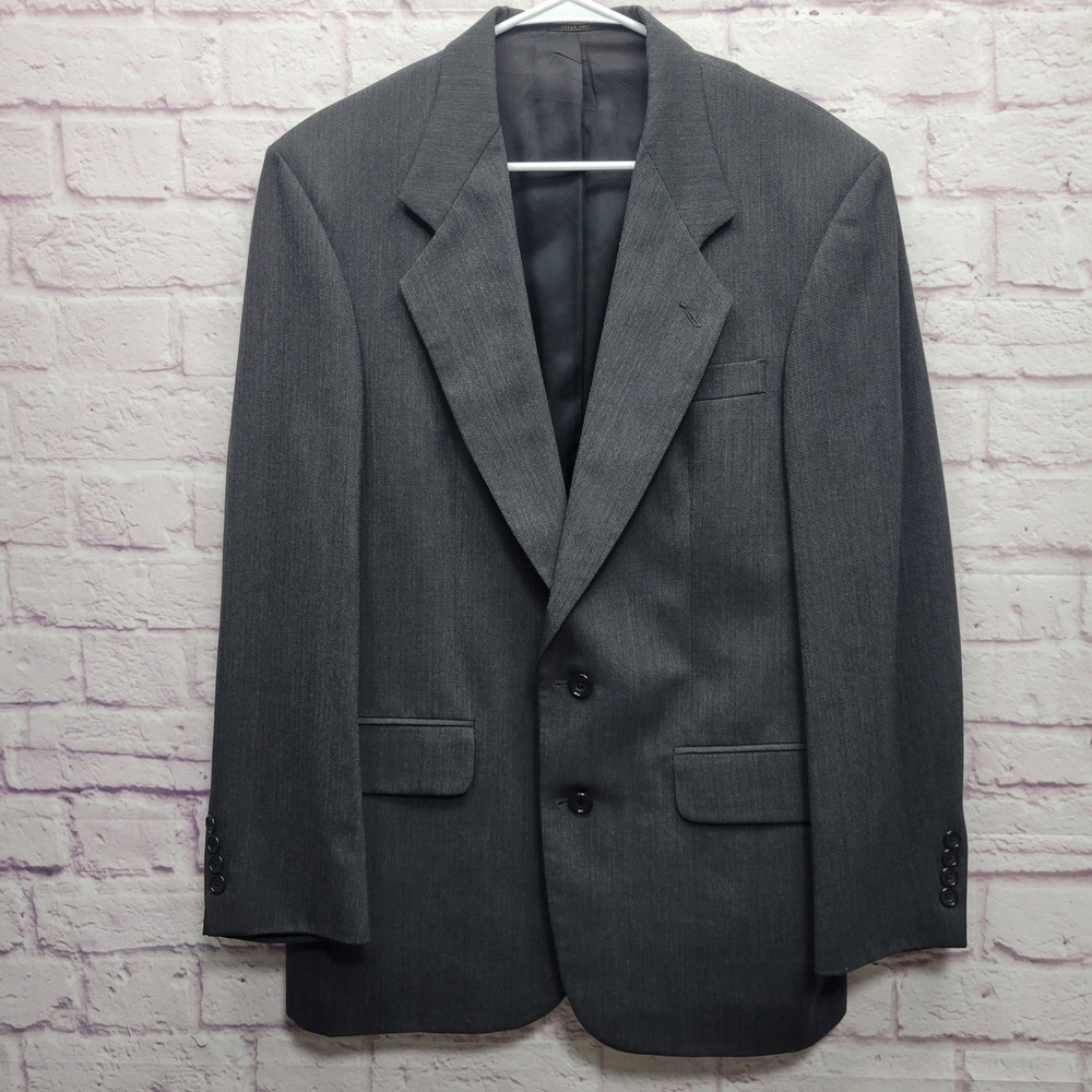 Oscar De La Renta Men Blazer Jacket Size 38R 100% Wool Dark Gray Business Office